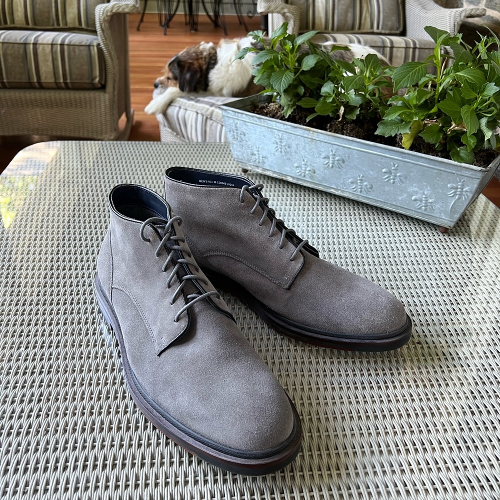 Cole Haan Cranston Rugged Chukka Boots 10.5 Mens Grand OS Grey Suede